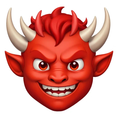 Mischievous red devil with pointy horns and smirk sticker