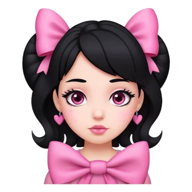 BLACK HAIR AND LOTS AND LOTS OF BOWS AND PINK sticker
