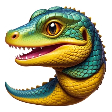 Cinematic Realistic Comical Monitor Lizard Portrait Emoji, Head tilted dramatically with an exaggeratedly amused expression, featuring a striking, glossy scaled hide with bold, angular textures and wide, expressive eyes full of playful disbelief, rendered with lifelike precision and natural vibrant hues, high shine, dramatic yet playful, styled with an air of cheeky wilderness mischief, soft glowing outline, capturing the essence of a spirited and over‐the‐top monitor lizard that looks ready to scurry its way into viral fame! sticker