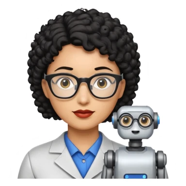a robotics teacher, with black curly short hair sticker