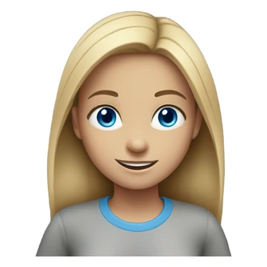 smiling girl in grey shirt blue eyes sticker