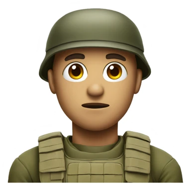 a soldier with a questioning face sticker