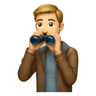 man looking through binoculars sticker