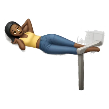 woman laying on her side on a bench propped up by her elbow sticker