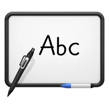 Whiteboard with ABC written on with handwriting sticker