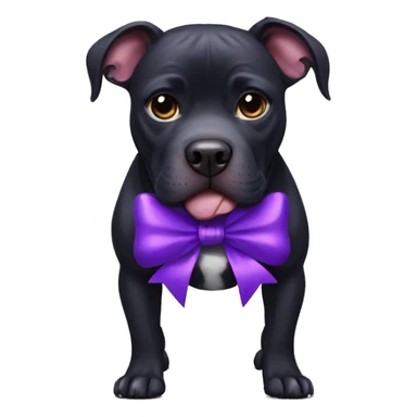 Black pitbull with purple bow sticker