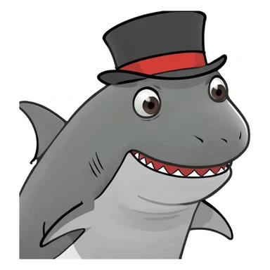 Shark with a top hat sticker
