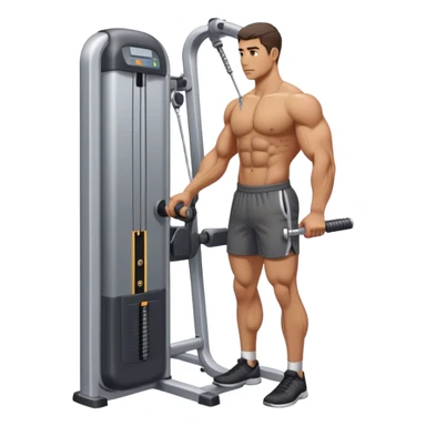 side-view man standing cable-machine tricep-pushdown sticker
