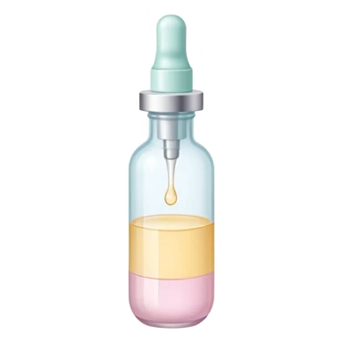 Facial serum dropper bottle, minimalist, rounded, soft pastel colors, SOS skin care sticker