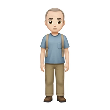 Carl from Sling Blade, neutral expression, full body, shown from sidee sticker
