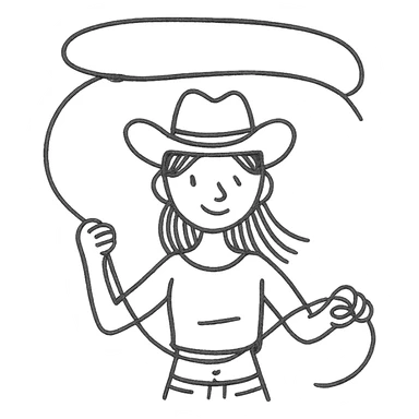 girl in a top up to her belly button twirls a lasso in her hands sticker