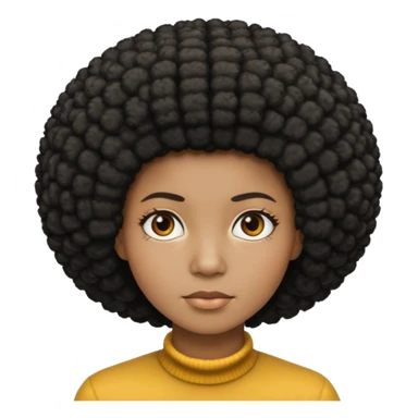  Afro not smiling and black skin color emoji sticker