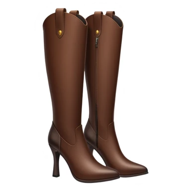 Dark brown tall leather boots with heels sticker
