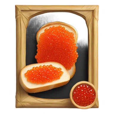 Fresh red caviar on bread, one in frame sticker