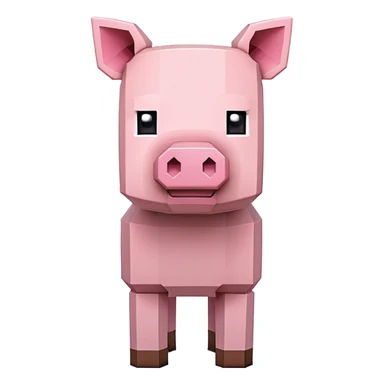 Minecraft pig, full body, pink blocky animal with square head sticker