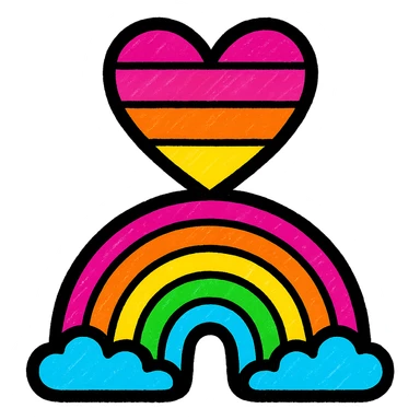 lesbian pride rainbow, vibrant colors, simple and bold, no text sticker