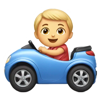 A baby is driving a bobby car sticker