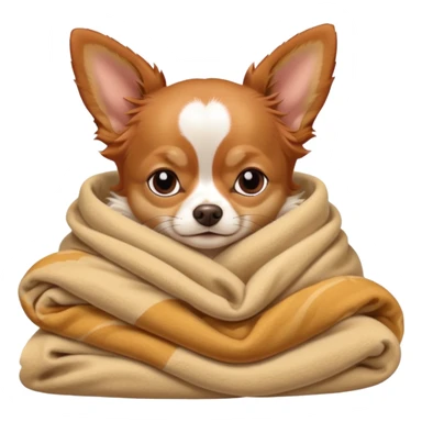 Long haired chihuahua, beige/redhaired, head without white markings, with white chest and white socks, head without white, sleeping cutely under blanket sticker