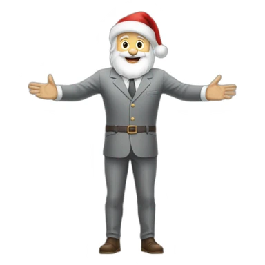 Full height Actively gesturing with hands pale skin Santa Claus in gray suit sticker
