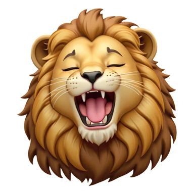 Cinematic Cute Yawning Lion Portrait Emoji, Head tilted slightly with a dramatic, wide-open yawn, showcasing a soft, downy tawny Fur with a majestic mane, floppy ears slightly drooping, round amber eyes barely open in drowsy contentment, Simplified yet irresistibly adorable features, highly detailed, glowing with a soft, cozy glow, high shine, relaxed yet expressive, stylized with a touch of savannah whimsy, bright and endearing, soft glowing outline, capturing the essence of a sleepy yet affectionate lion, so drowsy it feels like it could stretch out of the screen and curl up for a nap! sticker