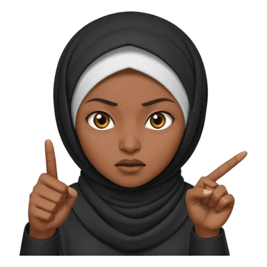 сердитая черная женщина мусульманка показывает рукой в право  sticker