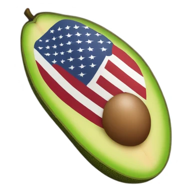 avocado with an american flag as a seed sticker