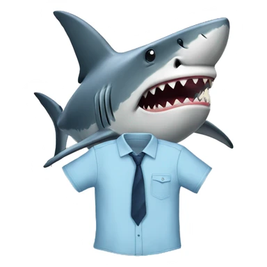 a shark with a shirt sticker