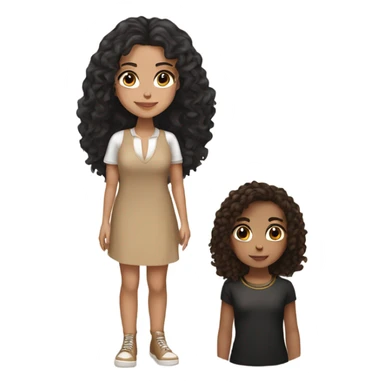 White girl with curly black hair and tan girl with long straight brown eyes  sticker