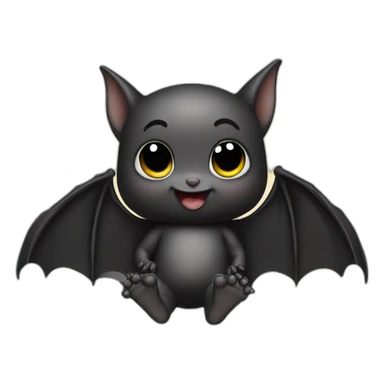 black happy baby bat wings sitting in front of moon holding feet sticker