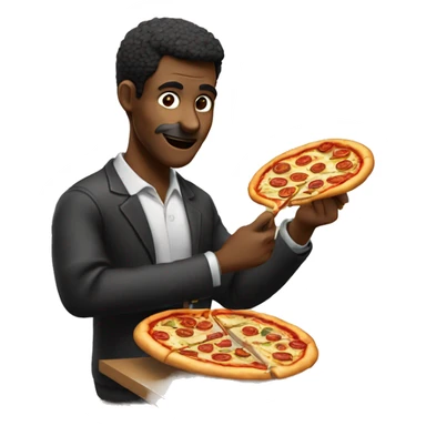 Hombre negro comiendo pizza  sticker