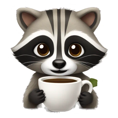 Cozy raccoon with coffee sticker