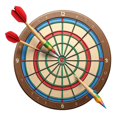 A dartboard with darts firmly stuck in the bullseye, surrounded by the colorful sections of the target. The background conveys a competitive atmosphere, with a subtle focus on precision and skill in the game of darts. sticker