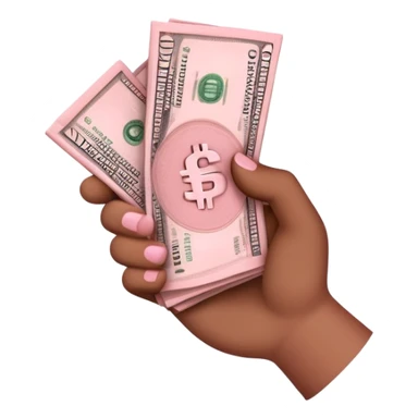 Medium brown hand holding Light pink money sticker