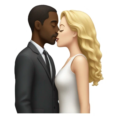 Black man kissing white woman sticker
