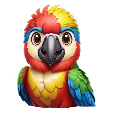Cinematic Comical Macaw Portrait Emoji, Head tilted dramatically with an exaggeratedly shocked expression, featuring vibrant, bold plumage and wide, comically expressive eyes full of humorous disbelief, Simplified yet hilariously expressive features, highly detailed, glowing with a slightly sassy tropical glow, high shine, dramatic yet playful, stylized with an air of quirky avian attitude, soft glowing outline, capturing the essence of a meme-worthy macaw that looks ready to side-eye its way into viral fame! sticker