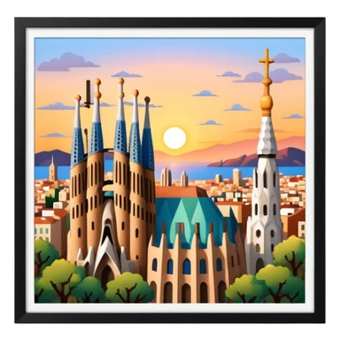 barcelona and sagrada familia sticker