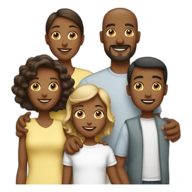 A family with 3 childrens and two parents sticker