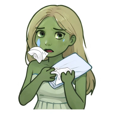 beautiful white girl with long straight blonde hair und blue eyes crying sticker