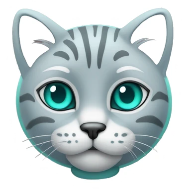 plush gray cat with turquoise eyes sticker