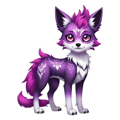 Vibrant edgy gothic Falvie-Fionbri-creature-sparkle-canine-fursona, full body, with random markings sticker