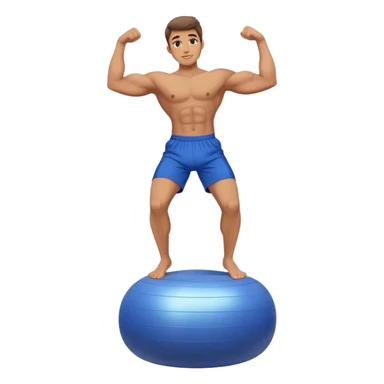 fit man with blue shorts stability-ball balance sticker