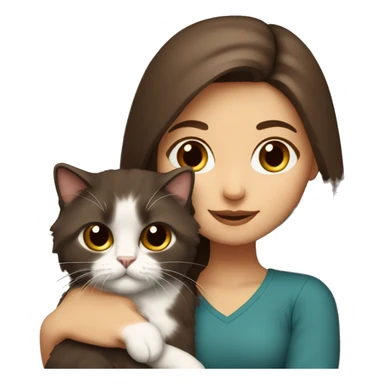 Persian girl with brown hair holding her dark brown ragdoll cat sticker