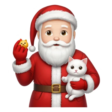 papanoel con gato blanco sticker