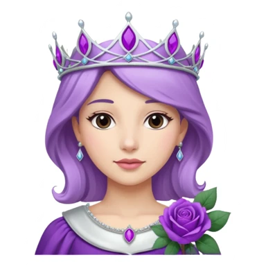 Purple rose with silver tiara and a purple emblem leaf wreath sticker