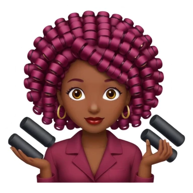 hair with burgundy hair rollers sticker