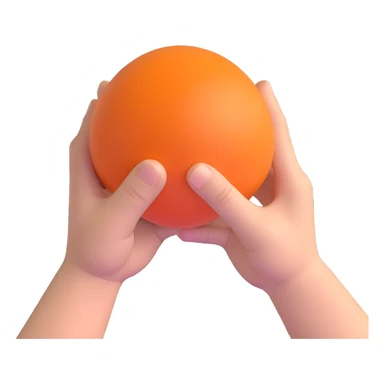 hand squeezing a stress ball, fingers pressing in sticker