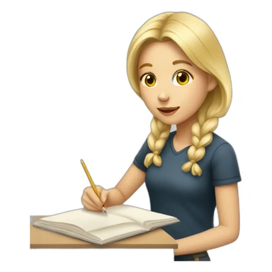 Blonde Girl studying in art school sticker