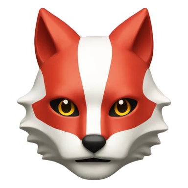 red kitsune mask with stripes on sides sticker