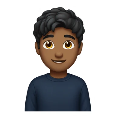 India boy middle parting black long hair dark hazel eyes navy jumper olive skin sticker