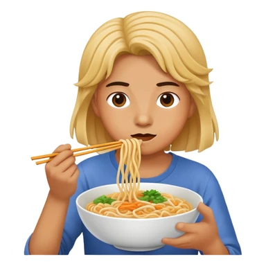 Person eating noodles sticker